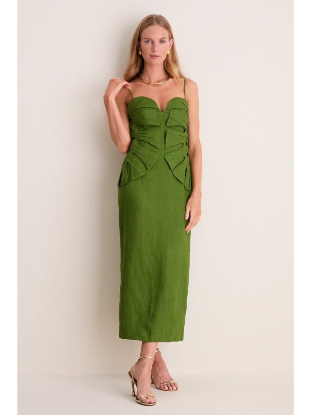 FARM RIO Monstera Leaf Sleeveless Maxi Dress Green Size XL NWT